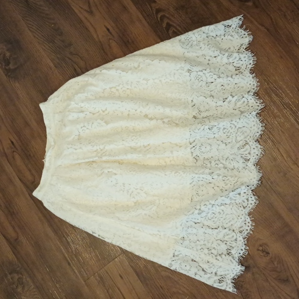 J. Crew Cream Lace Silk Full ALine Midi Skirt A33